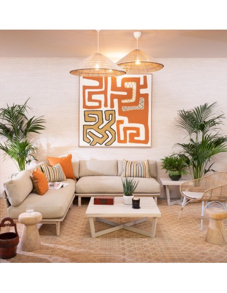 Sofá modular para exterior teca blanqueada y tapizado marfil Sofá modular para exterior teca blanqueada y tapizado marfil - Imagen 2