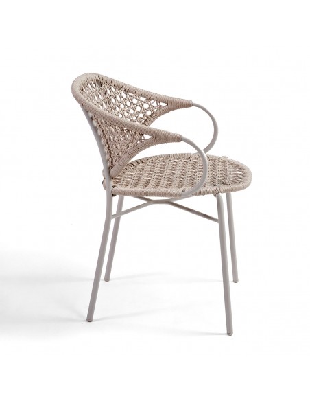 Silla de cuerda color lino y metal con brazo Silla de cuerda color lino y metal con brazo