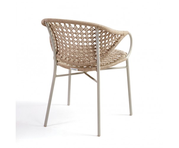 Silla de cuerda color lino y metal con brazo Silla de cuerda color lino y metal con brazo