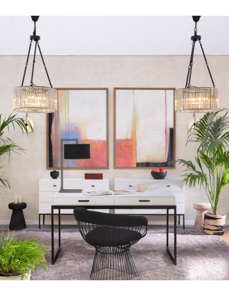 Escritorio madera blanco y metal negro Escritorio madera blanco y metal negro - Imagen 2