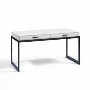 Escritorio madera blanco y metal negro