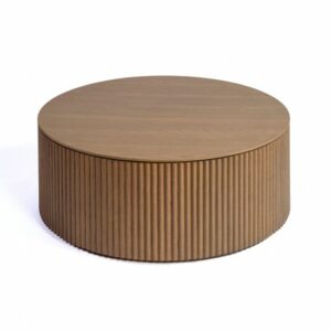 Mesa de centro cilíndrica roble natural efecto palillería