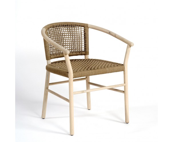 Sillón de comedor teka y cuerda camel Sillón de comedor teka y cuerda camel