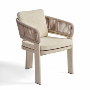 Sillón de comedor cuerda y tapizado color arena