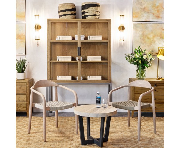 Silla madera eucalipto y cuerda gris claro Silla madera eucalipto y cuerda gris claro