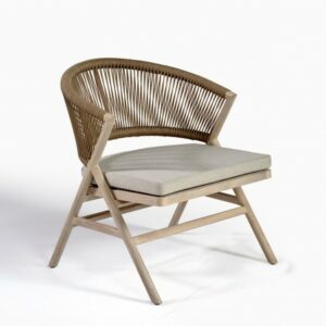 Sillón bajo de exterior de teca y cuerda camel Sillón bajo de exterior de teca y cuerda camel