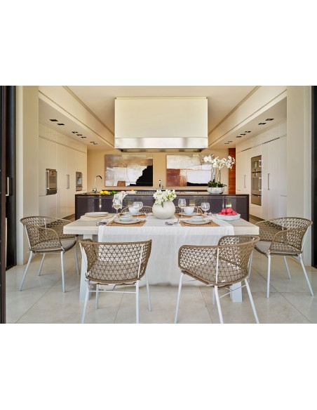 Mesa rectangular teca blanqueada y aluminio color piedra Mesa rectangular teca blanqueada y aluminio color piedra - Imagen 2