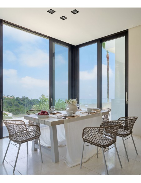 Mesa rectangular teca blanqueada y aluminio color piedra Mesa rectangular teca blanqueada y aluminio color piedra - Imagen 3