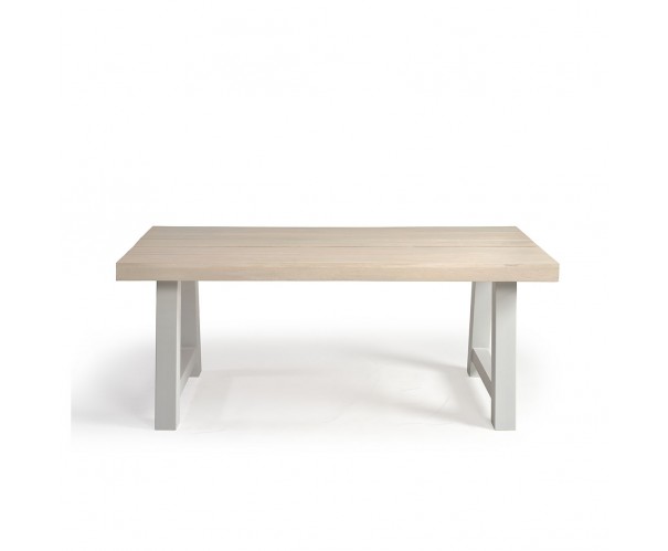 Mesa rectangular teca blanqueada y aluminio color piedra Mesa rectangular teca blanqueada y aluminio color piedra - Imagen 4