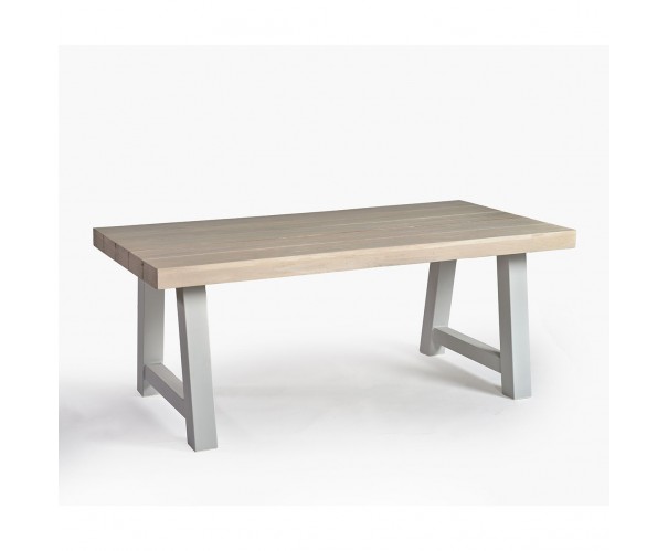 Mesa rectangular teca blanqueada y aluminio color piedra Mesa rectangular teca blanqueada y aluminio color piedra - Imagen 5