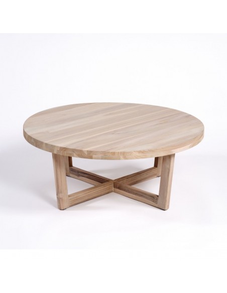 Mesa de centro con pata y sobre de teka Mesa de centro con pata y sobre de teka