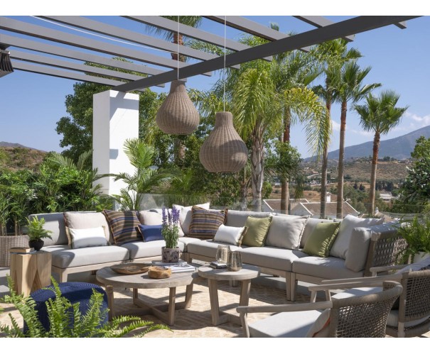 Mesa de centro con pata y sobre de teka Mesa de centro con pata y sobre de teka