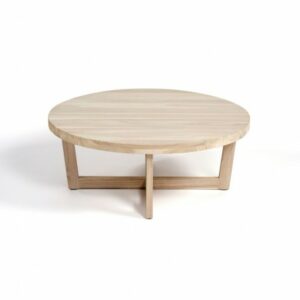 Mesa de centro con pata y sobre de teka