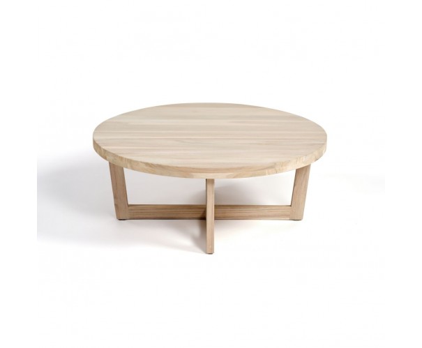 Mesa de centro con pata y sobre de teka Mesa de centro con pata y sobre de teka