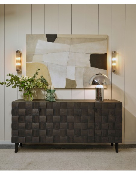 Aparador roble black brown puertas mosaico en relieve Aparador roble black brown puertas mosaico en relieve - Imagen 3