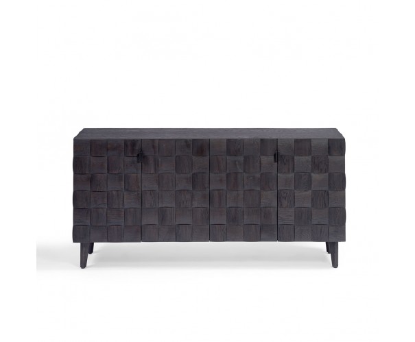 Aparador roble black brown puertas mosaico en relieve Aparador roble black brown puertas mosaico en relieve - Imagen 4