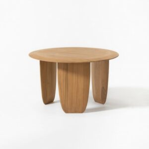 Mesa de centro redonda de teca con 3 patas Mesa de centro redonda de teca con 3 patas