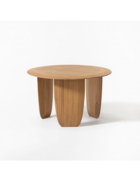 Mesa de centro redonda de teca con 3 patas Mesa de centro redonda de teca con 3 patas