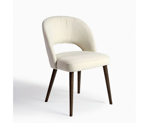 Silla de comedor tapizada en marfil y pata madera oscura Silla de comedor tapizada en marfil y pata madera oscura - Imagen 5