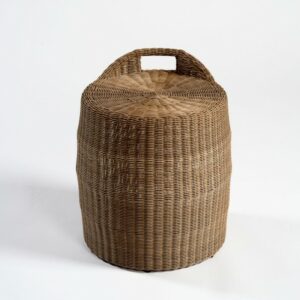 Mesa auxiliar cilíndrica ratán sintético color natural