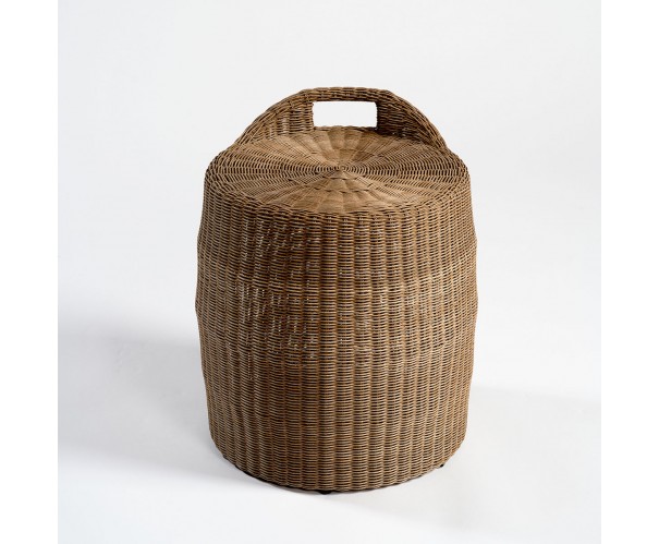 Mesa auxiliar cilíndrica ratán sintético color natural Mesa auxiliar cilíndrica ratán sintético color natural