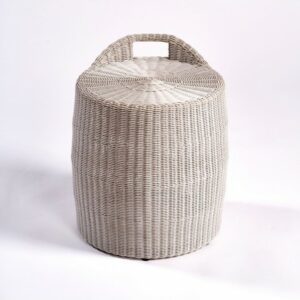 Mesa auxiliar cilíndrica ratán sintético color piedra