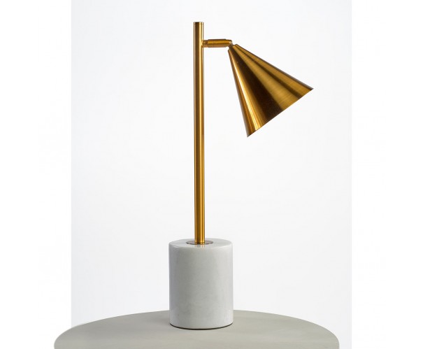 Lámpara de sobremesa campana dorada y base mármol Lámpara de sobremesa campana dorada y base mármol