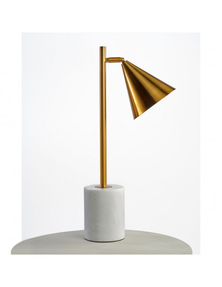 Lámpara de sobremesa campana dorada y base mármol Lámpara de sobremesa campana dorada y base mármol