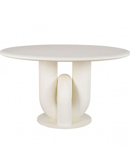 Mesa de comedor redonda acabado cemento blanco Mesa de comedor redonda acabado cemento blanco