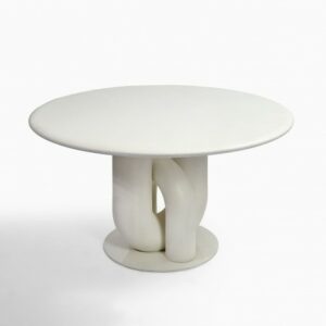 Mesa de comedor redonda acabado cemento blanco Mesa de comedor redonda acabado cemento blanco