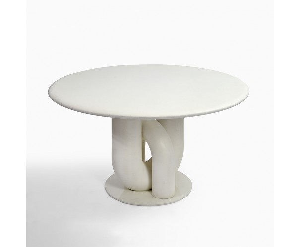 Mesa de comedor redonda acabado cemento blanco Mesa de comedor redonda acabado cemento blanco