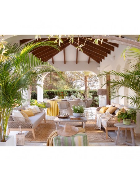 Sillón de ratán sintético color tiza pata blanco piedra Sillón de ratán sintético color tiza pata blanco piedra