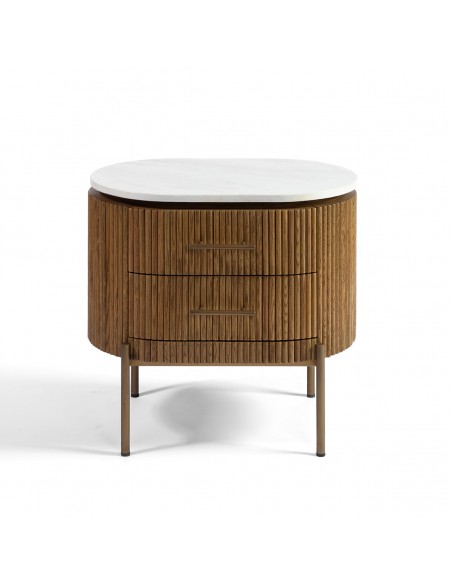 Mesita de noche ovalada con 2 cajones Mesita de noche ovalada con 2 cajones