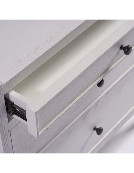 Cómoda acabado blanco y tirador negro 3 cajones Cómoda acabado blanco y tirador negro 3 cajones