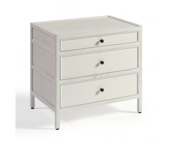Cómoda acabado blanco y tirador negro 3 cajones Cómoda acabado blanco y tirador negro 3 cajones