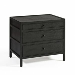 Cómoda de madera acbado roble negra con 3 cajones