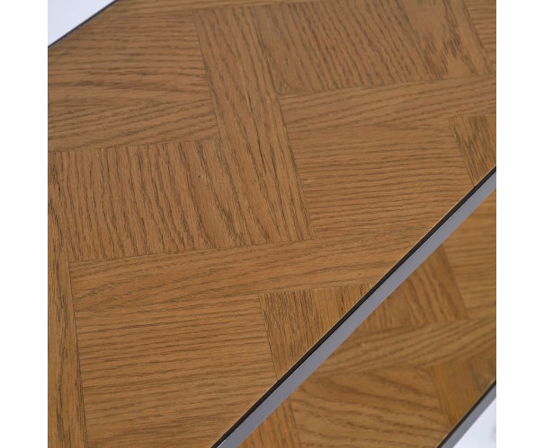 Consola dos baldas roble natural y metal Consola dos baldas roble natural y metal