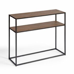 Consola dos baldas roble natural y metal