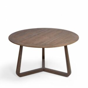 Mesa de comedor redonda acabada en roble medio grisáceo