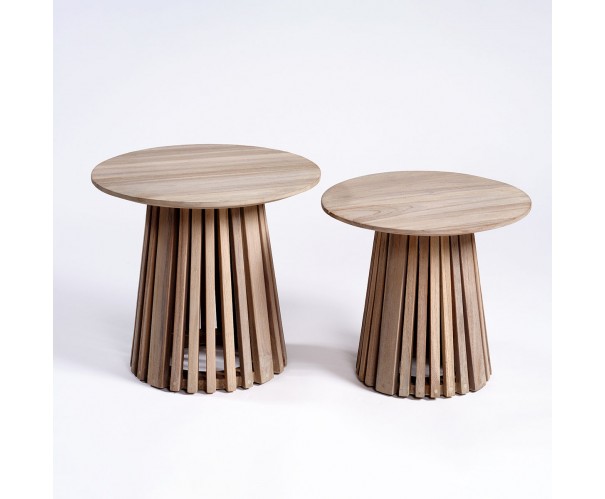 Mesa auxiliar de teca envejecida palillería 50 Mesa auxiliar de teca envejecida palillería 50