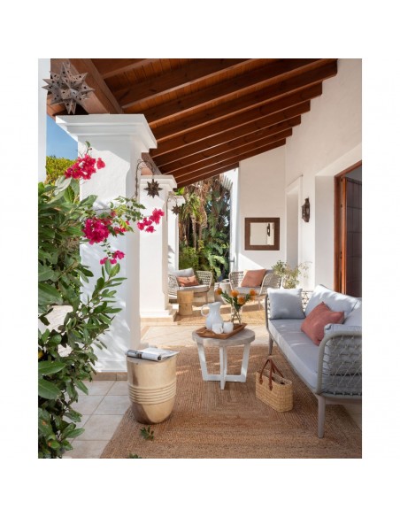 Sillón de madera eucalipto y cuerda color cemento Sillón de madera eucalipto y cuerda color cemento