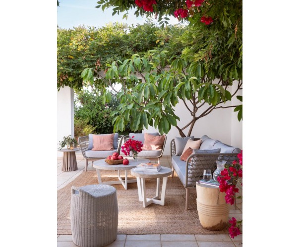 Sillón de madera eucalipto y cuerda color cemento Sillón de madera eucalipto y cuerda color cemento