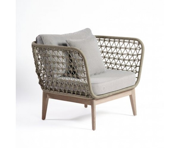 Sillón de madera eucalipto y cuerda color cemento Sillón de madera eucalipto y cuerda color cemento