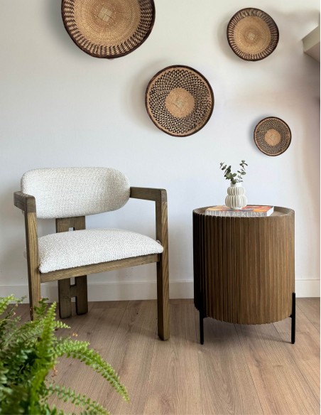 Mesita cilíndrica madera natural con puerta Mesita cilíndrica madera natural con puerta - Imagen 2