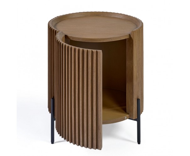 Mesita cilíndrica madera natural con puerta Mesita cilíndrica madera natural con puerta - Imagen 3