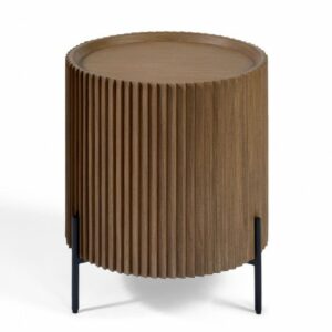 Mesita cilíndrica madera natural con puerta