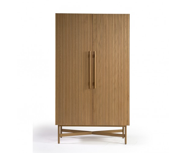 Armario acabado en roble natural alistonado y metal dorado Armario acabado en roble natural alistonado y metal dorado - Imagen 4