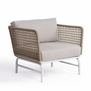 Sillón de cuerda y metal color topo/piedra