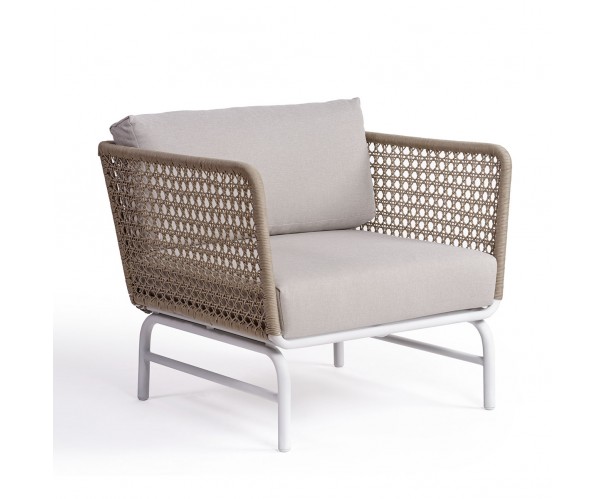 Sillón de cuerda y metal color topo/piedra Sillón de cuerda y metal color topo/piedra