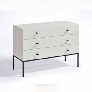 Cómoda roble blanco y metal negro tirador en T Cómoda roble blanco y metal negro tirador en T